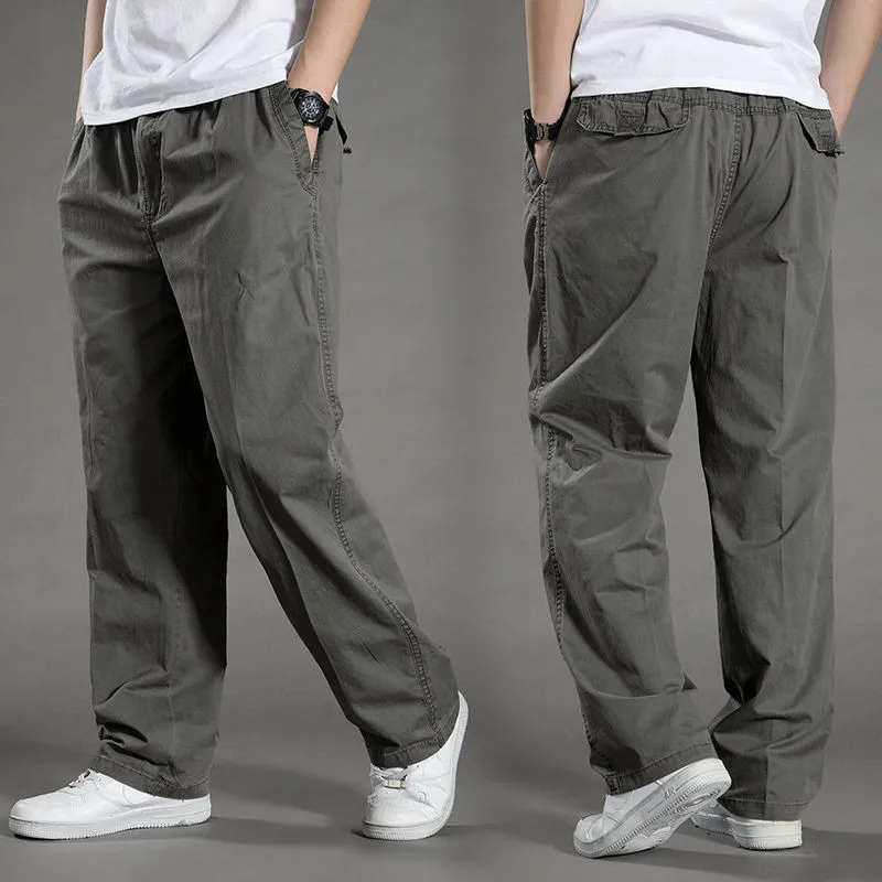 Casual olive-green cargo pants worn with white sneakers.