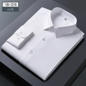 Crisp white dress shirt neatly folded with cufflinks and buttons.