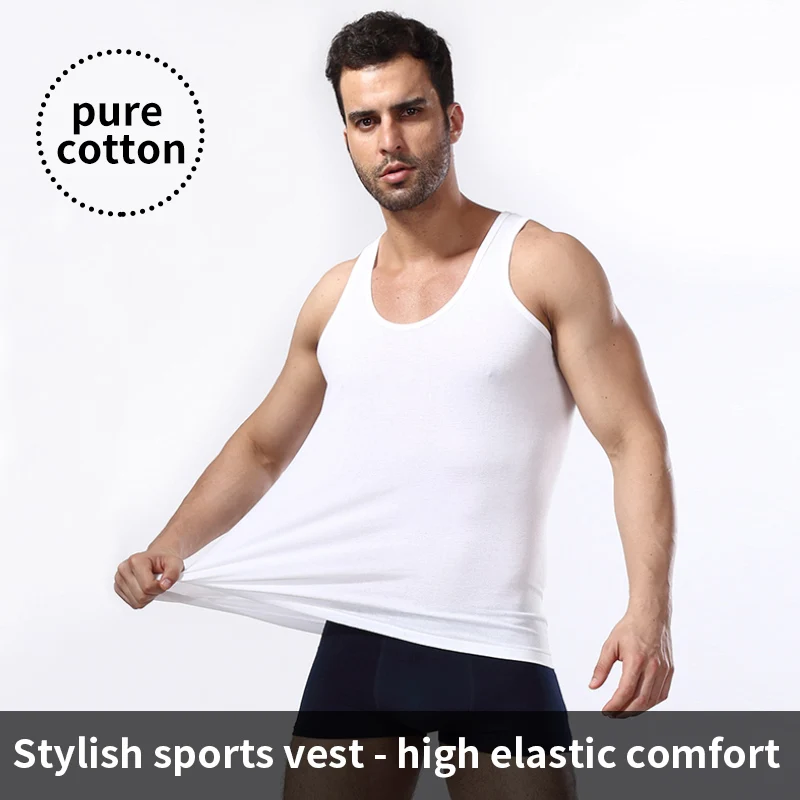 Man wearing a white sports vest.