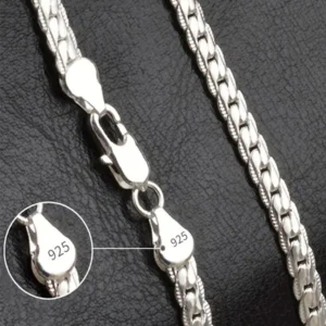Silver chain with 925 stamp close-up.