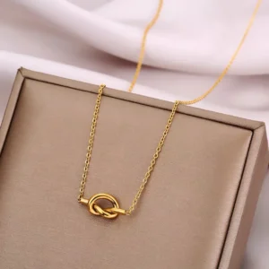 XIYANIKE 316L Stainless Steel Gold Color Knot Pandent Necklaces For Women Choker 2021 Trendy New Fashion Party Gift Jewelry