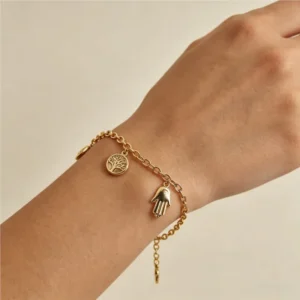 316L Stainless Steel Elegant Gold Color Tree - of - Life Charms Bracelet For Women's Daily Wear