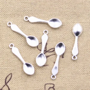 50pcs Charms Kitchen Cooking Spoon 26x7mm Antique Silver Color Pendants DIY Crafts Making Findings Handmade Tibetan Jewelry