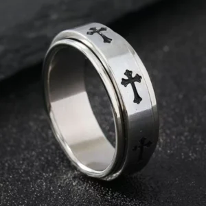 HNSP 316L Stainless Steel Cross Ring For Men 2025 New Rotating Ring Male Finger Jewelry Accessories