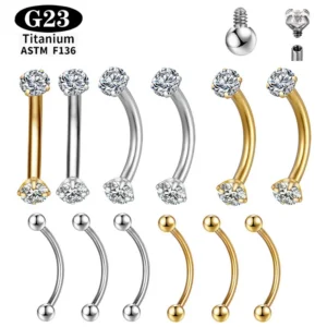 1/5PCS ASTM F136 Titanium Internally Threaded Eyebrow Piercing Rook Curved Barbell Kit Eyebrow Tragus Lip Rings