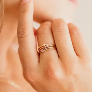 Women 316 Stainless Steel Birthstone Ring Gold Color Simple Fashion Style for Women December Festival Party Gift Ring jewelry