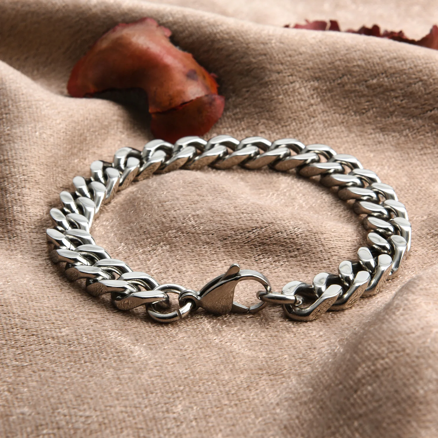 316L Stainless Steel Cuban Chain Bracelet For Men Punk Hand Chain Male Jewelry Accessories 8mm-14mm Wide - Image 4